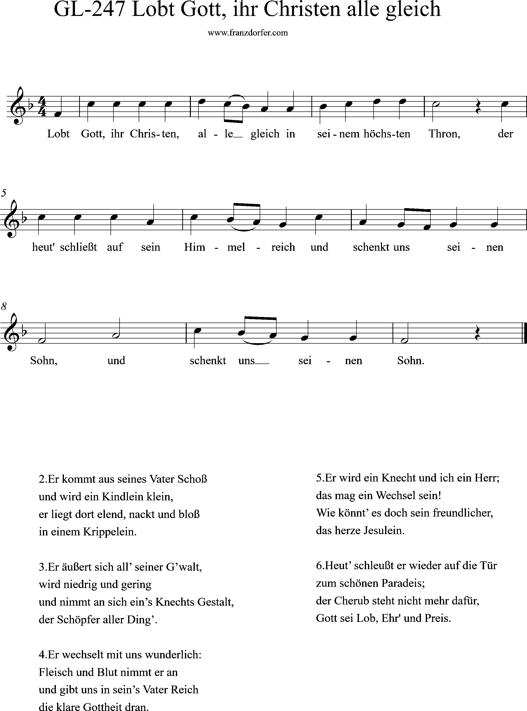 Sing noten, GL-247, F-Dur